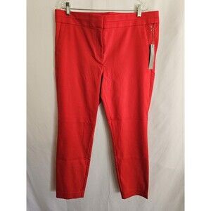 LOFT Marisa Red Ankle Pants Womens Size 14 Slim Straight Career Stretch